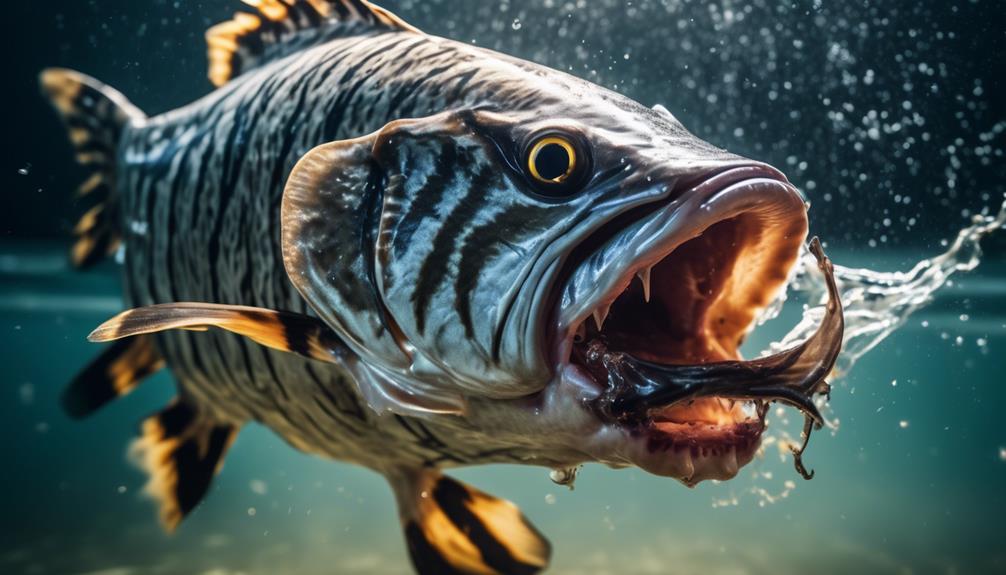 african tiger fish feeding