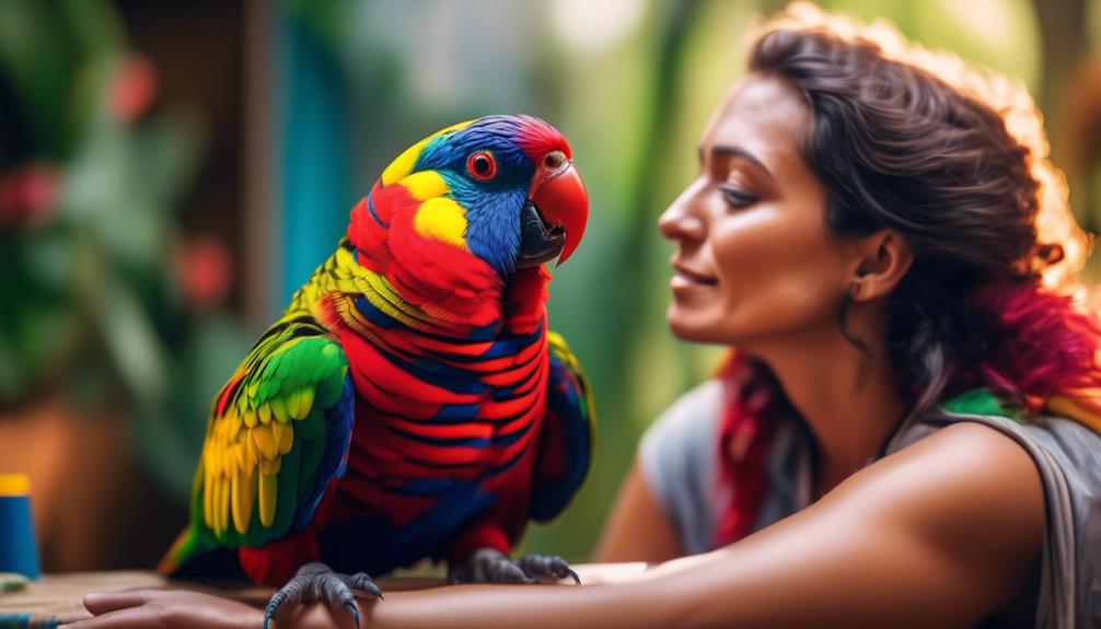 bonding and interacting with rainbow lory tips