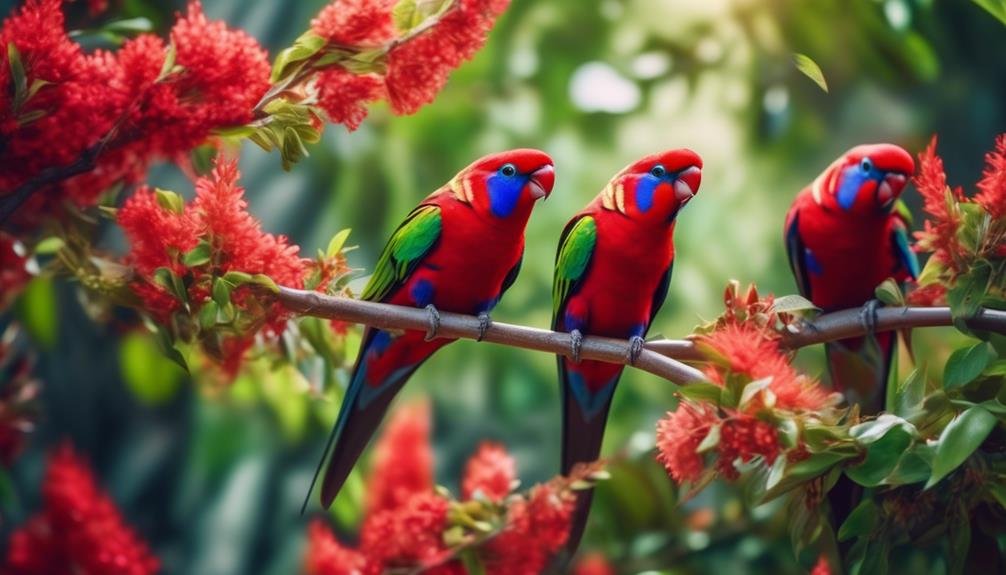 colorful australian parrots whistle