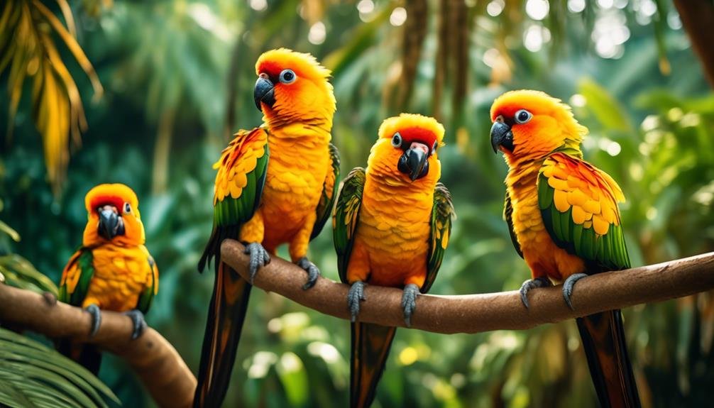 colorful sun conures in brazil