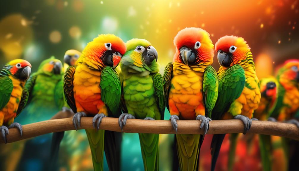 comparing sun conures and alexandrine parakeets