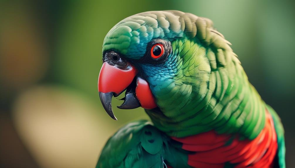 distinctive red mark near beak