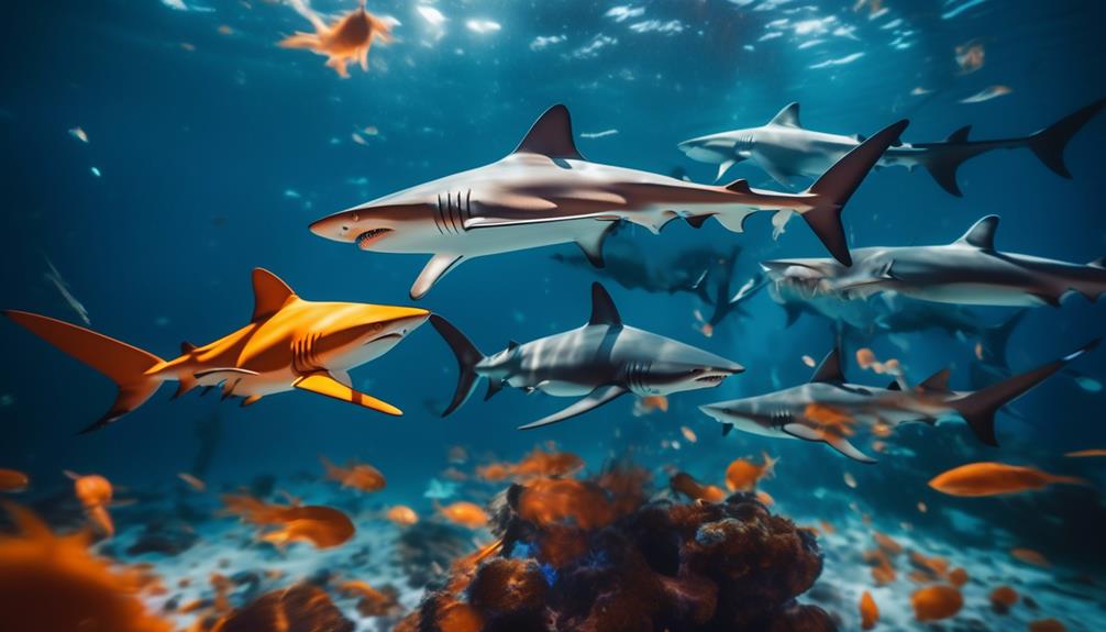 diverse saltwater sharks vibrant colors