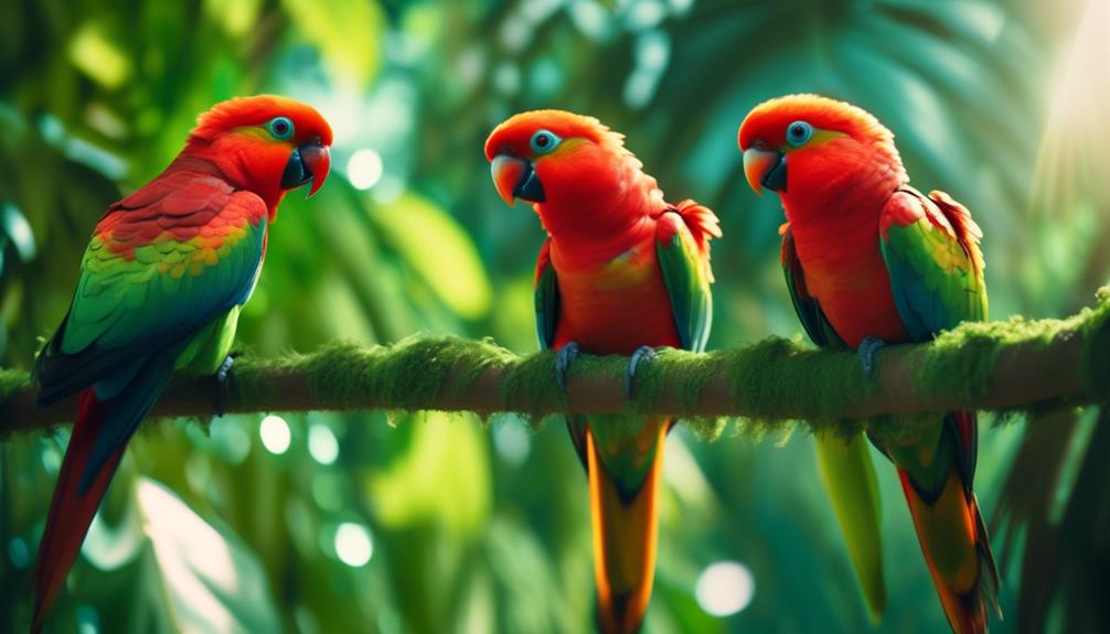 exploring red winged parrots