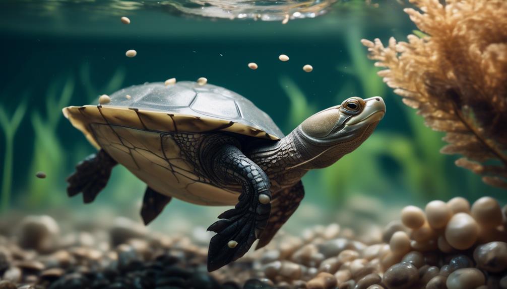 feeding turtles with pellets