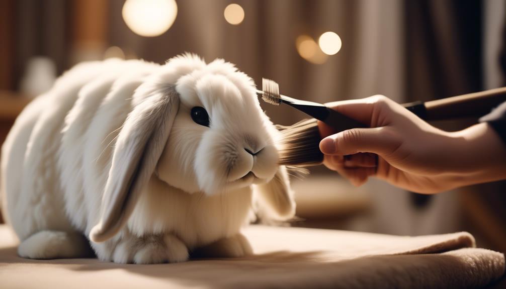 plush lop rabbit grooming