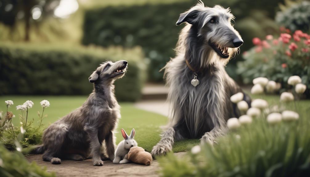 scottish deerhound and small animals