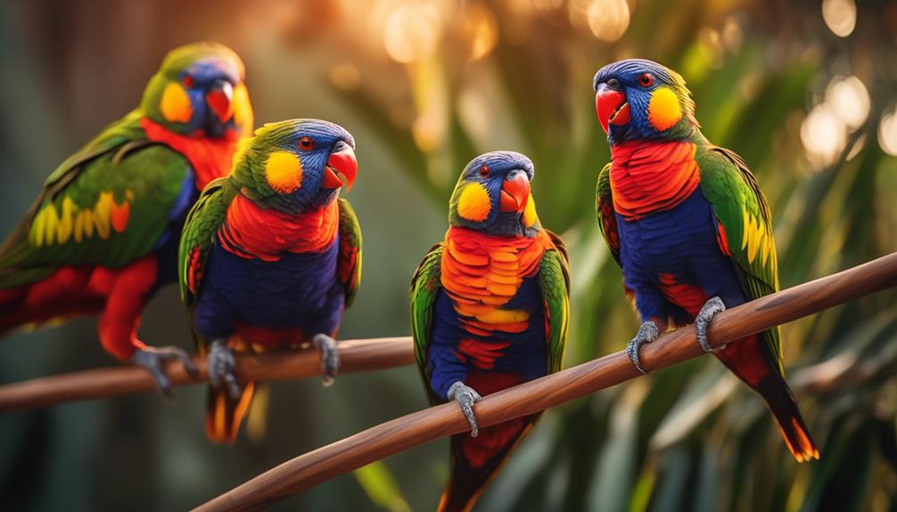 sunset lorikeets colorful characters