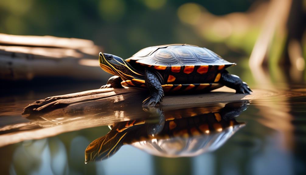 turtle sunbathing and swimming