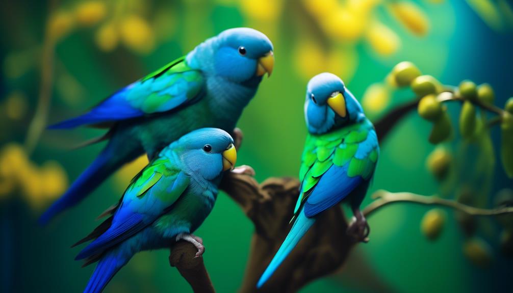 vibrant blue feathers parrotlets