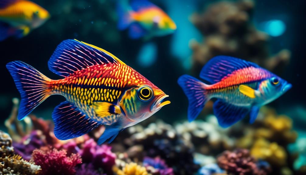 vibrant flagfish in aquarium