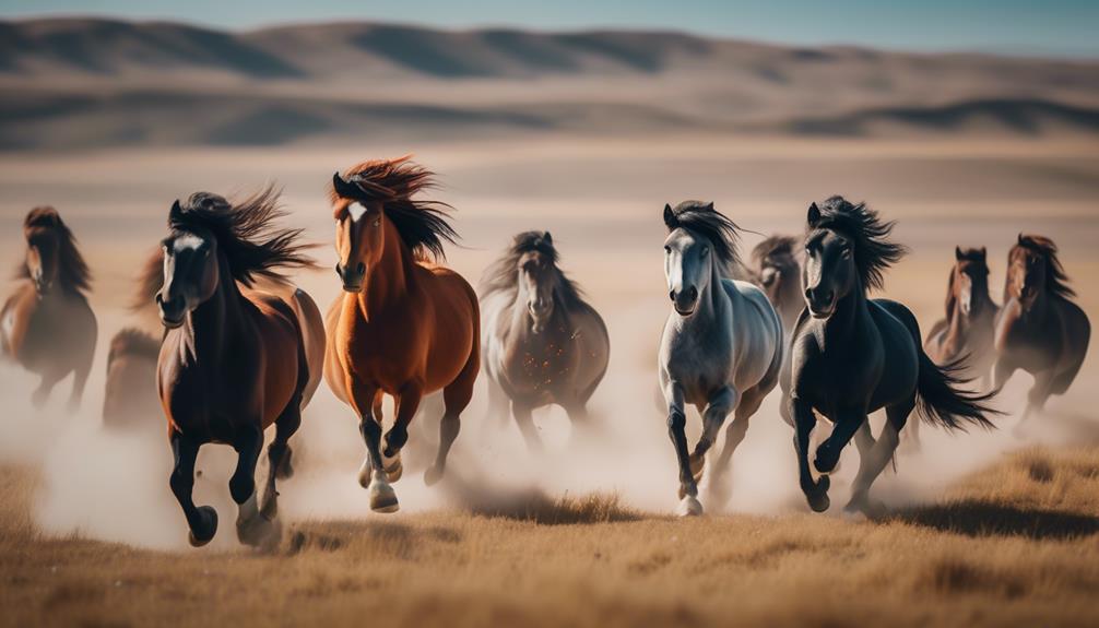 vibrant hues adorn mongolian horses