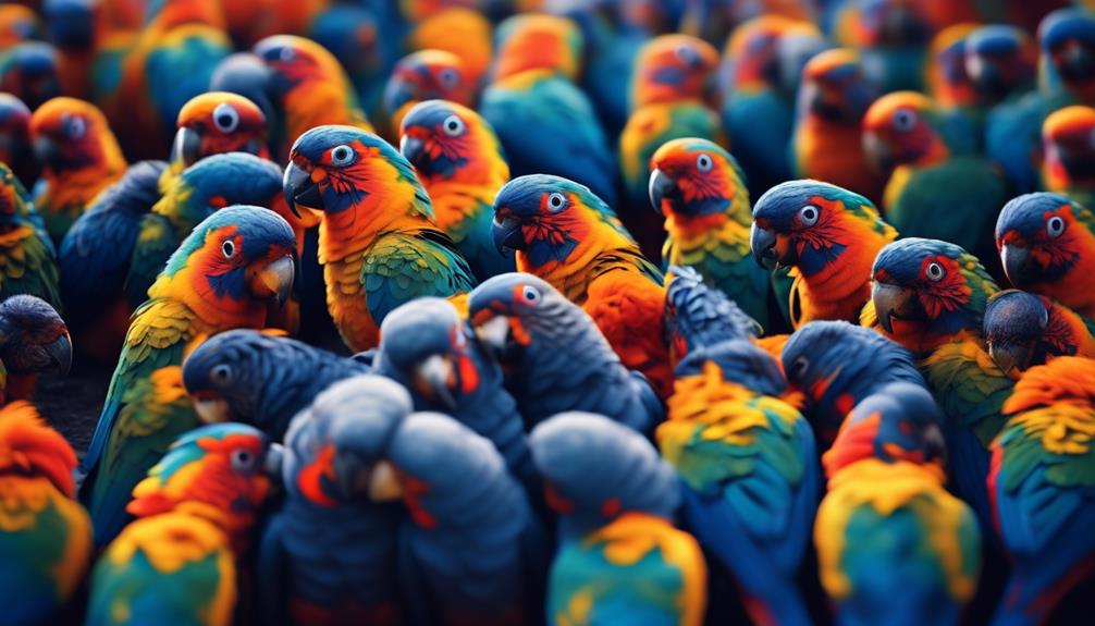 vibrant hues of dusky parrots