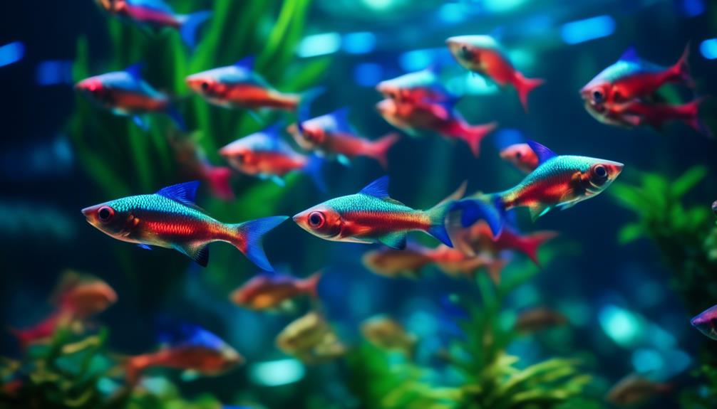 vibrant neon tetras shine