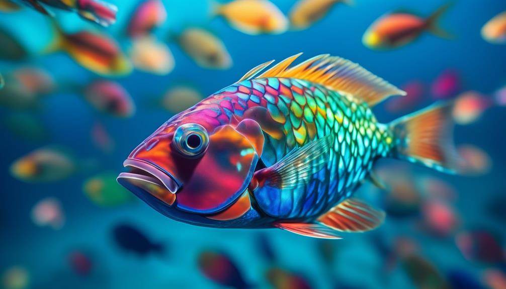 vibrant parrotfish in ocean