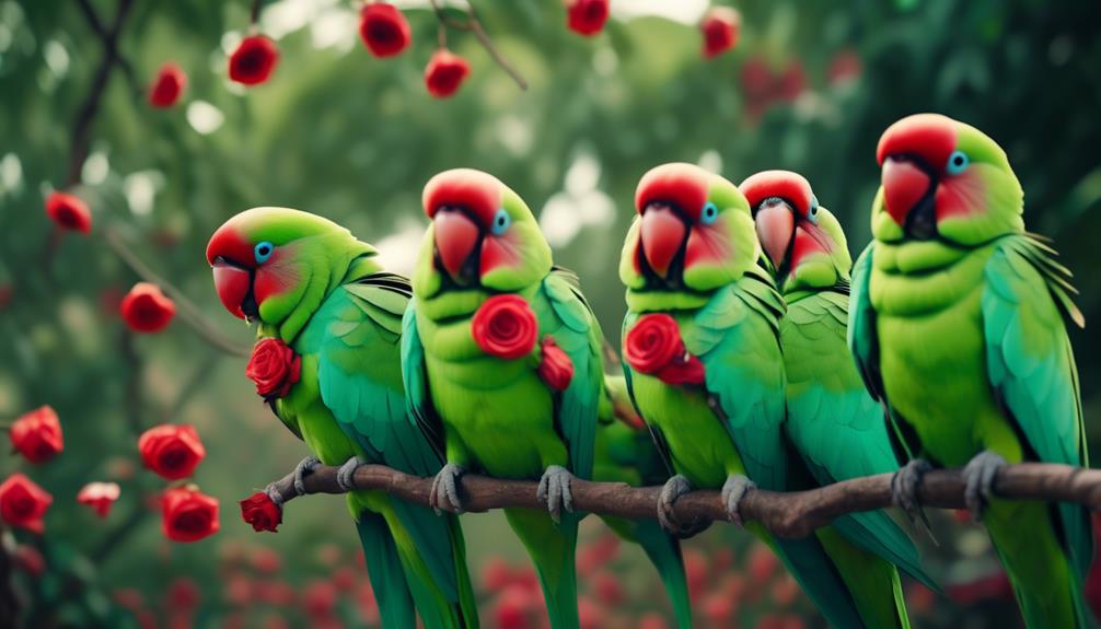 vibrant parrots rose ringed