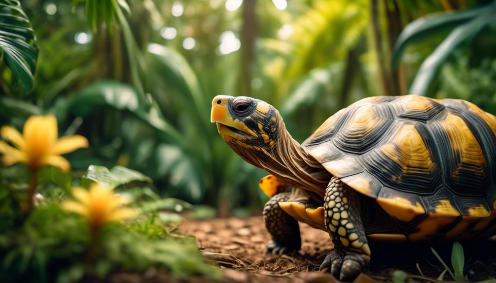 yellow footed tortoise unique beauty