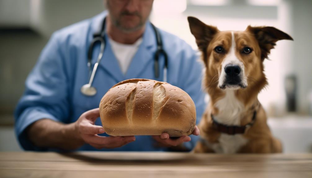 dogs eating bread caution